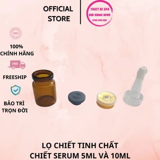 Lọ Chiết Tinh Chất,Chiết Serum 5ml và 10ml [Bao gồm 4 Món : Lọ Chiết, Nút Chiết Dẻo, Nắp Thiếc, Nắp Cao Su]