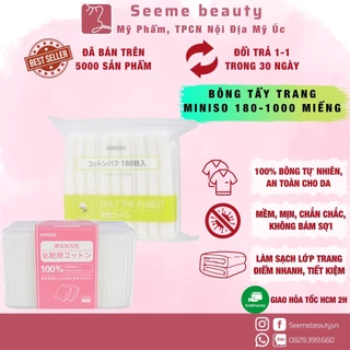 Bông tẩy trang Miniso Nhật Bản 3 Lớp 180 miếng 1000 miếng Cotton Pad 222 miếng Seeme beauty