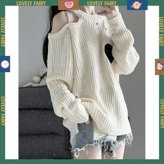 áo croptop nữ dài tay áo len kiểu nữ Áo Sweater Trễ Vai Tay Dài Thời Trang Thu Đông Dành Cho Nữ