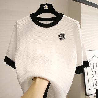 Áo Sweater Ngắn Tay Thời Trang Mùa Hè Hàn Quốc Dành Cho Nữ