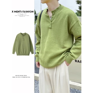 Áo Sweater Dệt Kim Màu Sắc Thời Trang Xuân Thu Phong Cách Hàn Quốc Cho Nam Giới