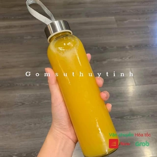 Bình nước thủy tinh 500ml có dây xách / Bình thủy tinh có dây xách