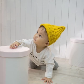 Mũ beanie Trùm Đầu Màu Trơn Mềm Mại Co Giãn Giữ Ấm Cho Bé