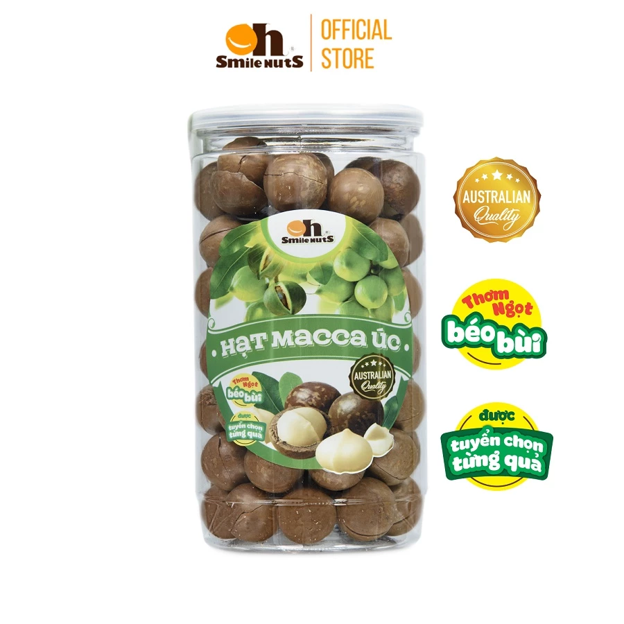 Hạt Macca Úc Nứt Vỏ Smile Nuts Hộp 500g