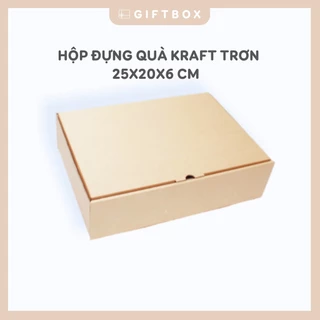 Hộp đựng quà hộp quà sinh nhật hộp quà carton trơn có nắp gài 25x20x6cm bìa kraft dày dặn cứng cáp trơn đựng quà tặng