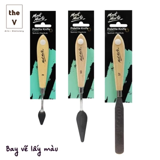 [the V] Bay vẽ/ Bay lấy màu inox cán gỗ Mont Marte Stainless Steel Palette Knife - nhiều size