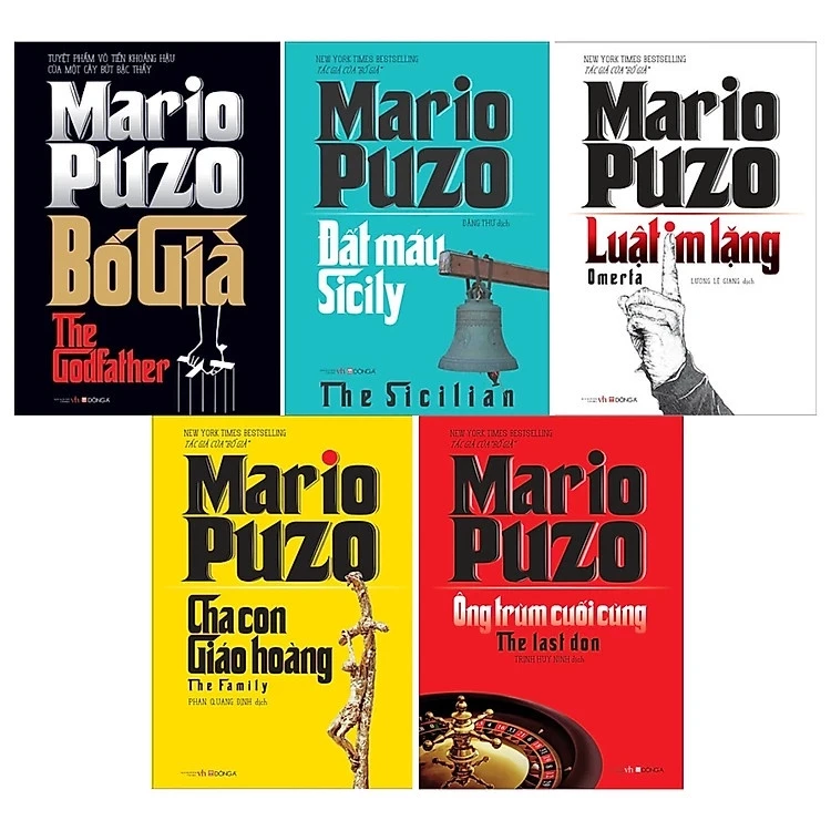 Sách Combo 5 Cuốn: Tuyển Tập Mario Puzo :Bố Già ,Luật im Lặng,Đất Máu,Cha Con Giáo Hoàng,Ông Trùm Cuối Cùng