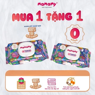 Khăn ướt mamamy TROPICAL 60 tờ, 90 tờ 100% sợi tự nhiên cho bé