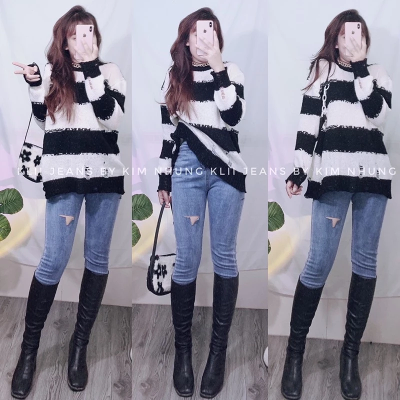 Quần ôm nhạt rách T đùi