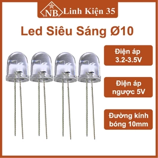 Một Led đơn siêu sáng phi 10mm (trắng, đỏ, xanh lá, xanh dương)