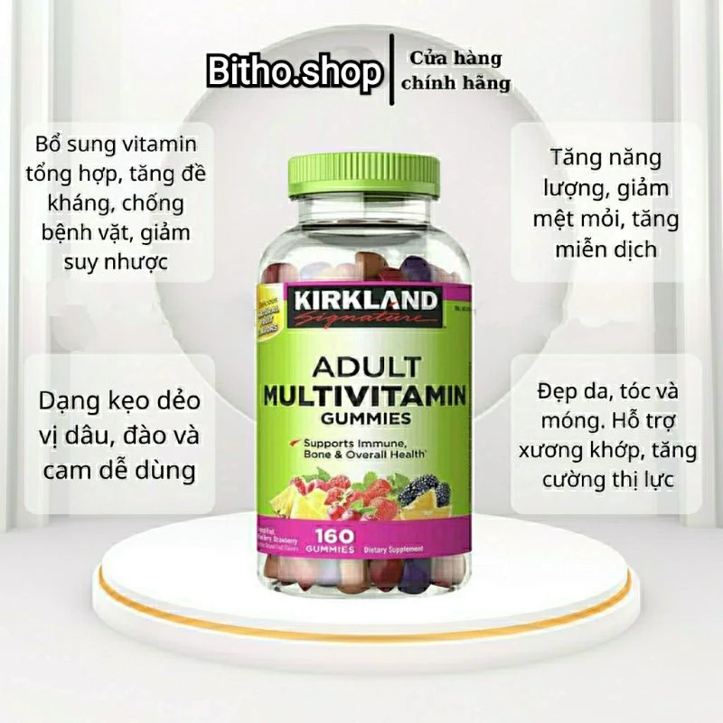 [ Date 2025] Kẹo dẻo bổ sung Vitamin Adult Multivitamin Gummies Kirkland 160 viên- vitafusion 260 viên