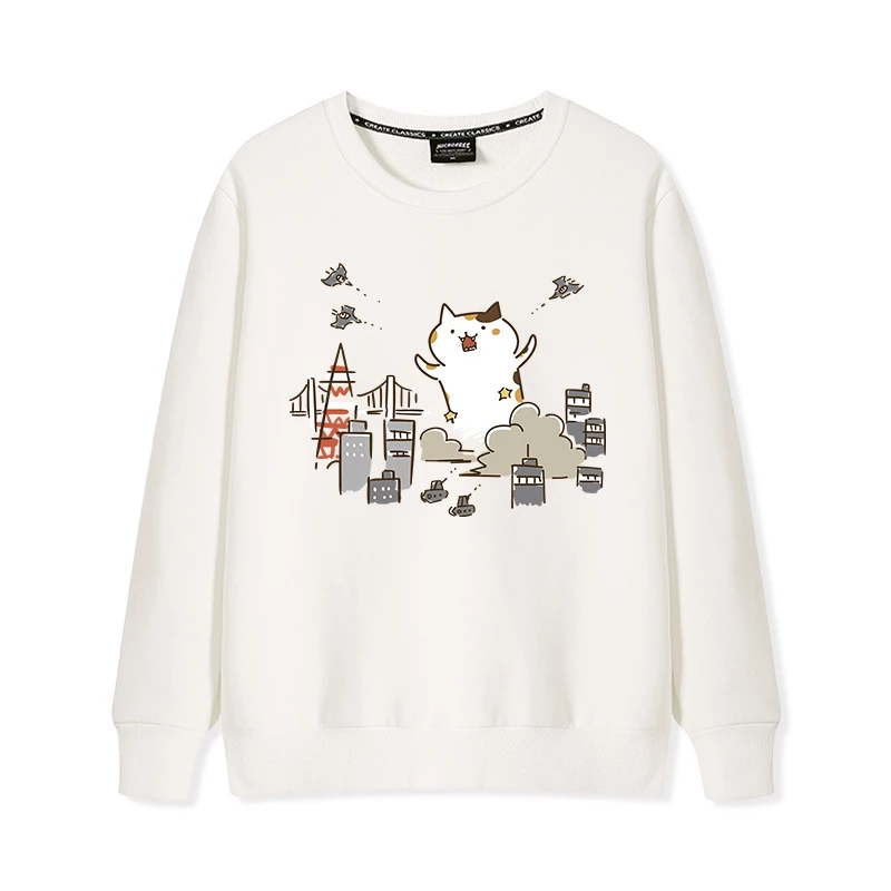 Áo sweater nữ HappyFamily In hình chú mèo bự ngộ nghĩnh phá phách chất cotton 100 cao cấp