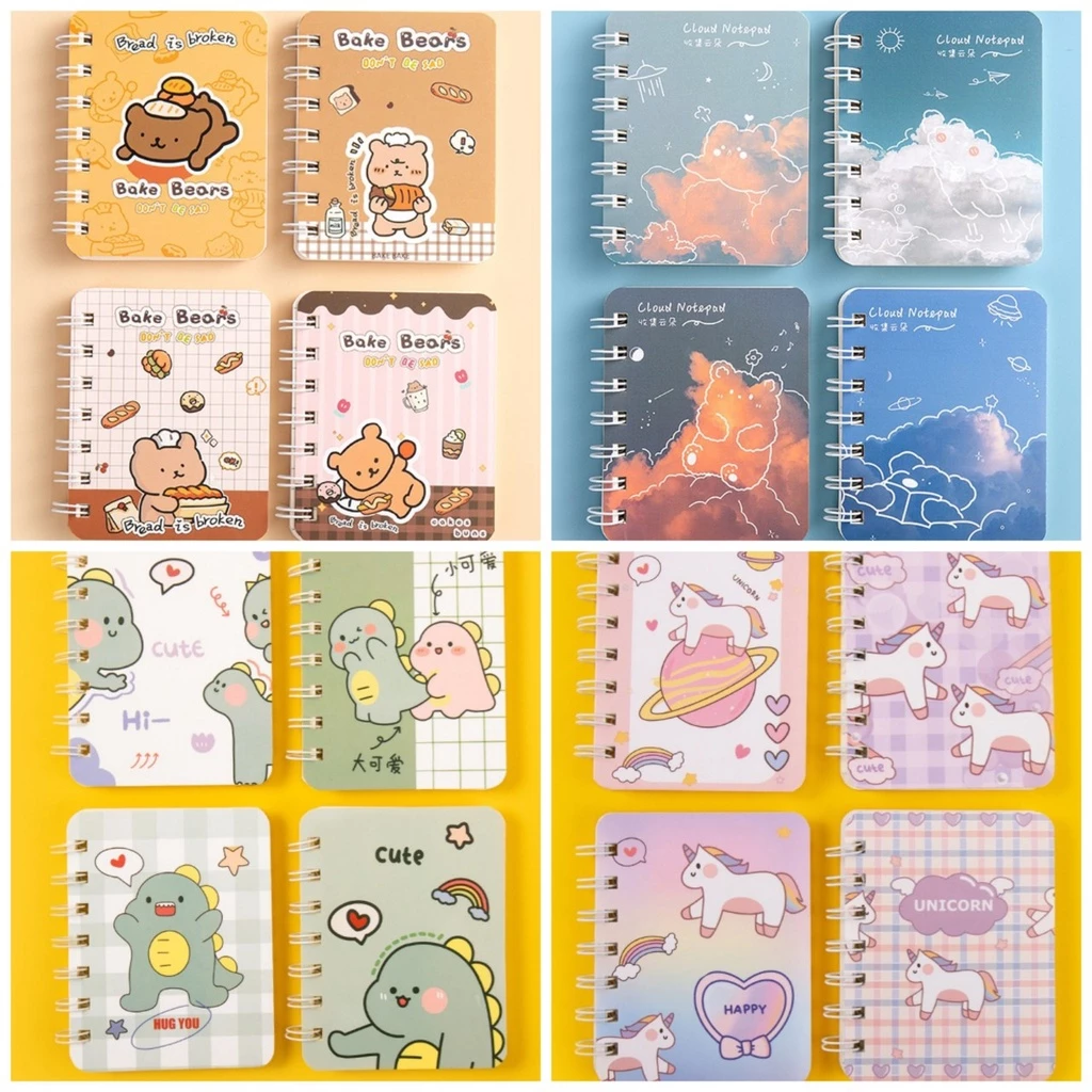 Sổ tay ghi chép nhỏ gọn bỏ túi, Sổ tay cute hoạt hình đẹp dễ thương 80 trang a7 có dòng kẻ