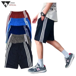 Quần Nam 3 Sọc Thun MODA -Quần Short Đùi Nam Vãi thun Thoáng Mát Màu Đa Đạng Giao Ngẫu Nhiên ONE SIZE DƯỚI 65KG