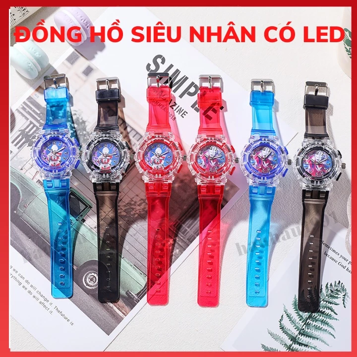 Đồng Hồ Siêu Nhân Nhện Nhiều Màu Cho Bé Trai Có Đèn LED Phát Sáng, Chống Nước