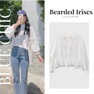 Áo kiểu croptop form Babydoll | BEARDED IRISES - BLUE CHIC