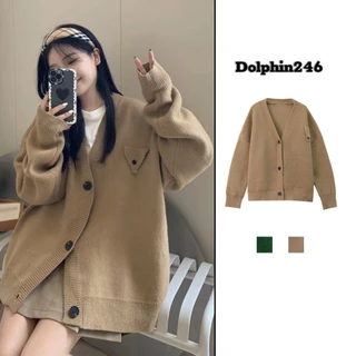 Áo khoác len cardigan len nữ dệt kim cadigan bigsize form dài rộng 2 màu basic phong cách Hàn Quốc K-14