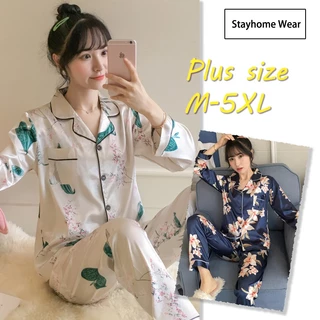 Bộ Đồ Ngủ Vải Lụa Satin Tay Dài In Hình Gấu Winnie M-5XL Plus Size Cho Nữ