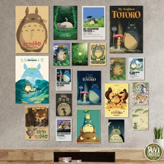 Combo 20 Poster Decal dán trang trí tường Totoro decor phòng trang trí quán cà phê, trà sữa, tường, phòng ngủ. PT04