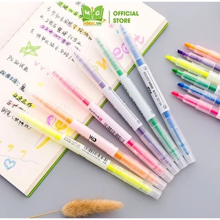 Bút Highlight Dạ Quang 2 Đầu Pastel MAGIC Bút Nhớ Đánh Dấu Trang Trí Sổ Bullet Journal 6 & 12 Màu, Văn Phòng Phẩm BH1