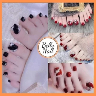 Bộ 24 móng chân giả đính đá nhiều mẫu Belly nail bộ 24 móng chân giả