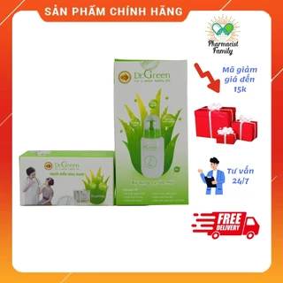 Bình rửa mũi [SILICON] Dr Green 240ml + 40 gói muối biển Nha đam