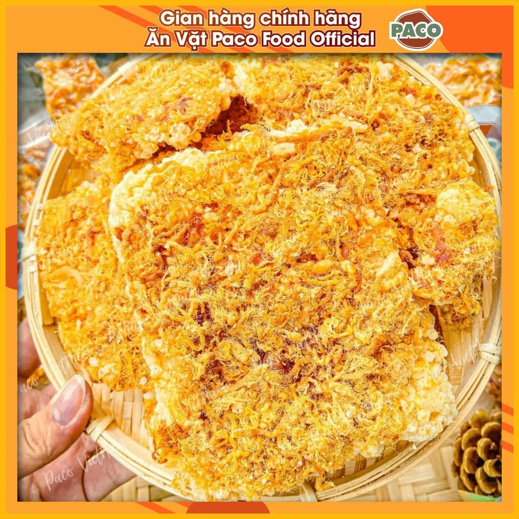 cơm cháy siêu nhiều chà bông tẩm vị mắm hành nhà Paco Food đã ép chân không gói 100g