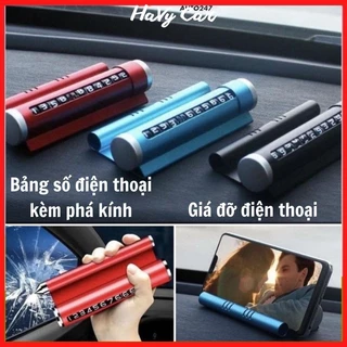 Bảng số điện thoại ô tô kiêm búa phá kính, bảng số trên ô tô kèm giá đỡ điện thoại