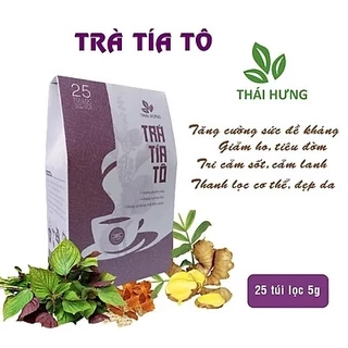 Trà Tía Tô Thái Hưng hộp 25 túi lọc 125gram tăng cường sức đề kháng, giảm ho, tiêu đờm