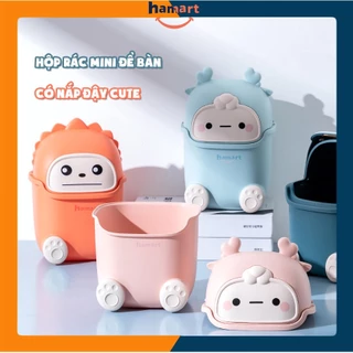 Thùng Rác Mini Cute Để Bàn Hamart Sọt Đựng Rác Nhỏ Phòng Ngủ Nhựa Cứng Có Nắp Cao Cấp 4 Màu