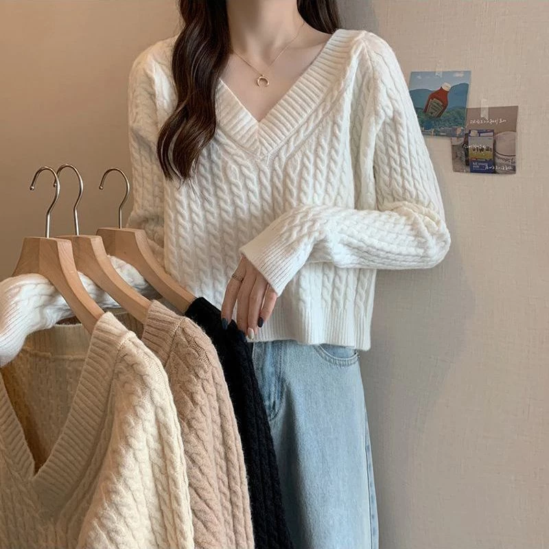 Áo Khoác cardigan Dệt Kim Cổ Chữ V Dáng Rộng Thời Trang Thu Đông Dành Cho Nữ