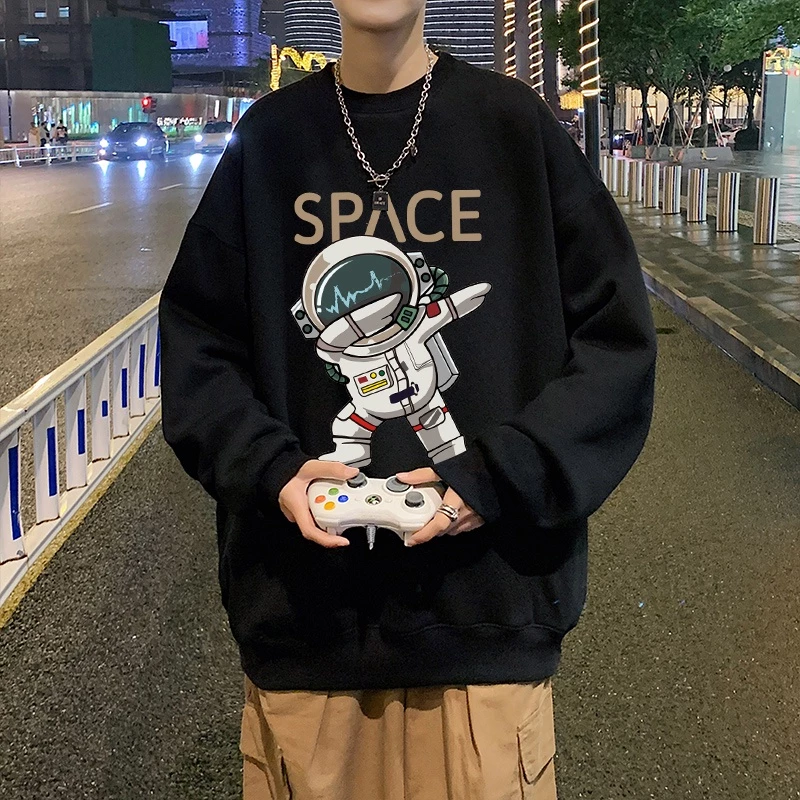 Áo Sweater Unisex HappyFamily SPACE Họa Tiết Phi Hành Gia Chất Cotton 100 Cao Cấp-2 Màu Trắng/Đen