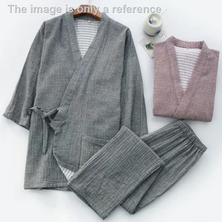 Bộ Đồ Ngủ kimono c11 Bằng Vải cotton Phong Cách Nhật Bản Thời Trang Xuân Thu Mới Cho Cặp Đôi