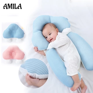 Gối ngủ cotton AMILA chống sốc chỉnh sửa tư thế đầu cho bé 0-1 tuổi