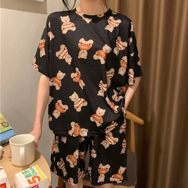 Set đồ bộ ngủ nữ mặc nhà ulzzang pijama gấu pique DN093 (có ảnh thật)