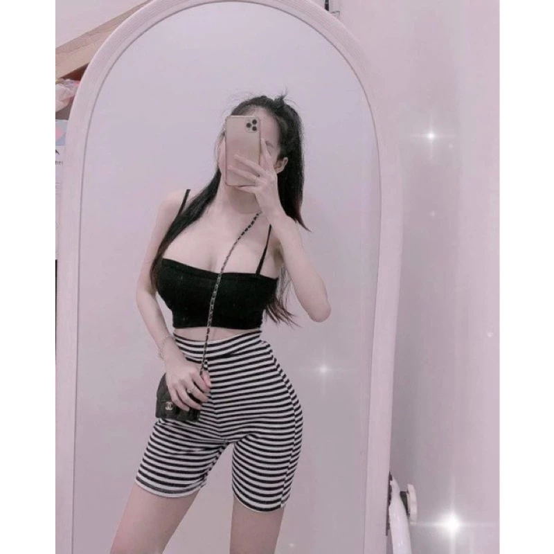 [Quần  không  Túi ]Quần ngố thun gân sọc kẻ / quần ngố nữ ho ôm body dáng siêu đẹp Hottrend