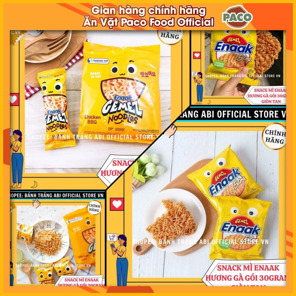 [ĂN VẶT NGON] SNACK MÌ HƯƠNG GÀ TRẺ EM ENAAK 2 LOẠI EXTRA VÀ BBQ