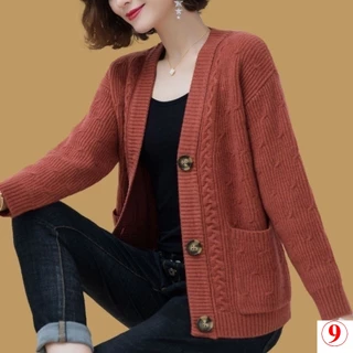 Áo Khoác Cardigan Dệt Kim Cỡ Lớn Thời Trang Xuân Thu 2022 Cho Nữ Trung Niên