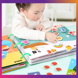 [Loại 1]Sách bóc dán thông minh cho bé 17 chủ đề, học liệu bóc dán Montessori 31 chủ đề cho bé từ 2 tuổi