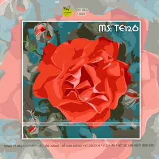 Tranh tô màu theo số, tranh số hóa, tranh tô màu số hóa Madoca - Khổ 2020 hoa hồng đỏ TE126