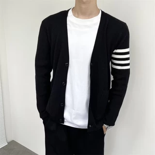 K Dệt Kim Cardigan Nam M-3XL Thu Đông Áo Len Cao Cấp Áo Tất Cả Trận Đấu Đẹp Trai Mỏng Phù Hợp Với Ánh Sáng Trưởng Thành Ra