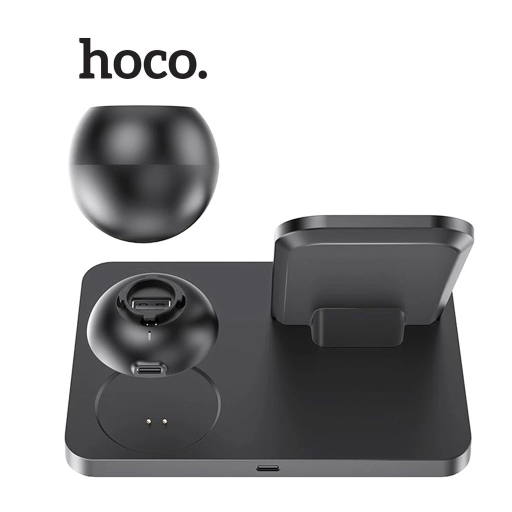 Đế sạc không dây 15W Hoco CW33 hỗ trợ sạc điện thoại , đồng hồ, airpod cùng lúc chất liệu ABS cao cấp