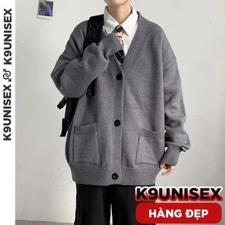 Áo len cardigan nam cổ V trơn màu túi trước, áo khoác len nam cardigan form rộng Hàn Quốc dáng ulzzang oversize 3311