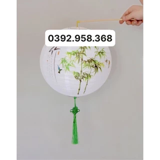 Đèn lồng Giấy vẽ hoa Đào - hoa Lan - Cây trúc - hoa Cúc - Đèn lồng Giấy tròn Nhật Bản (Lantern)