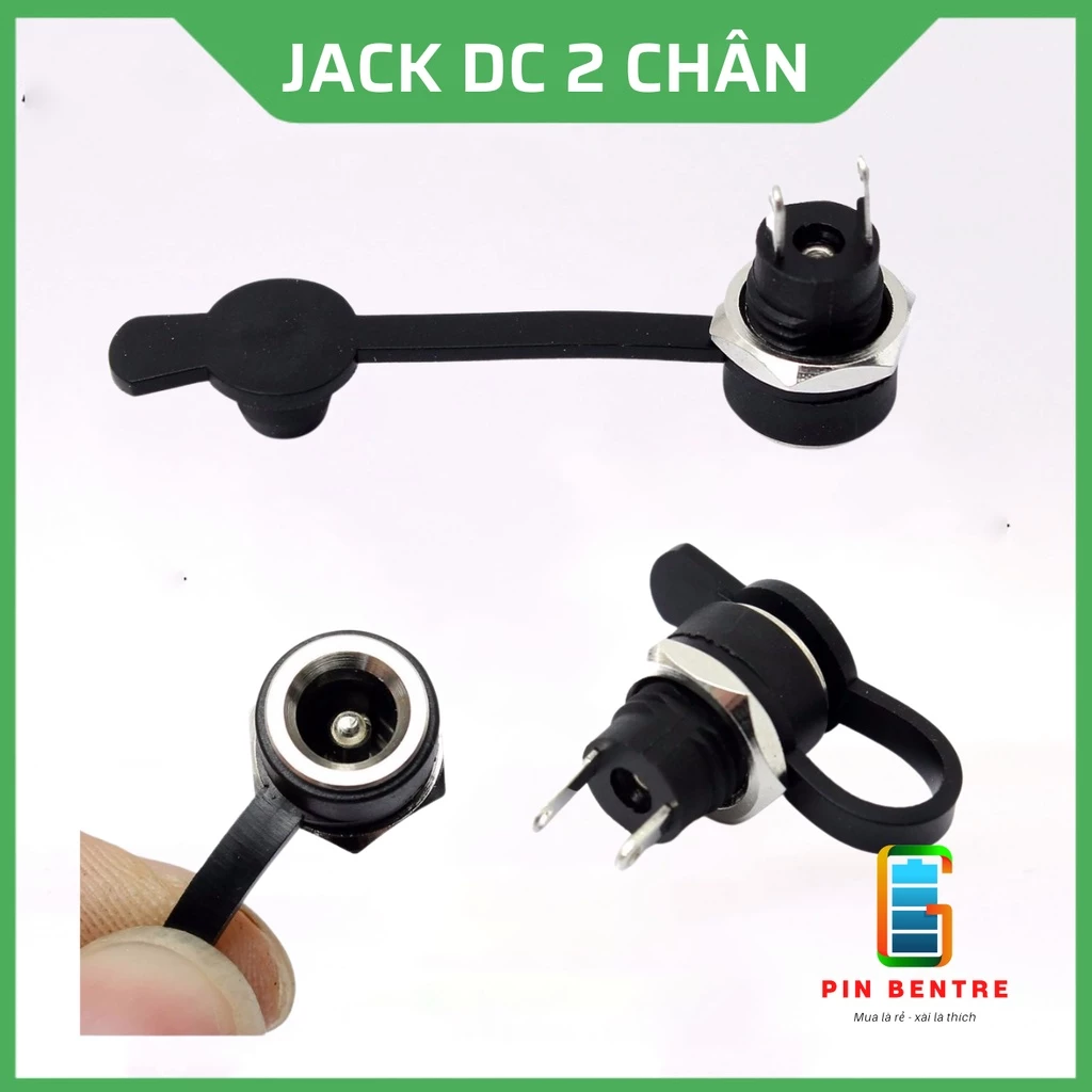 Jack DC Cái 2 chân khóa có nấp đậy cao su [PBT247]