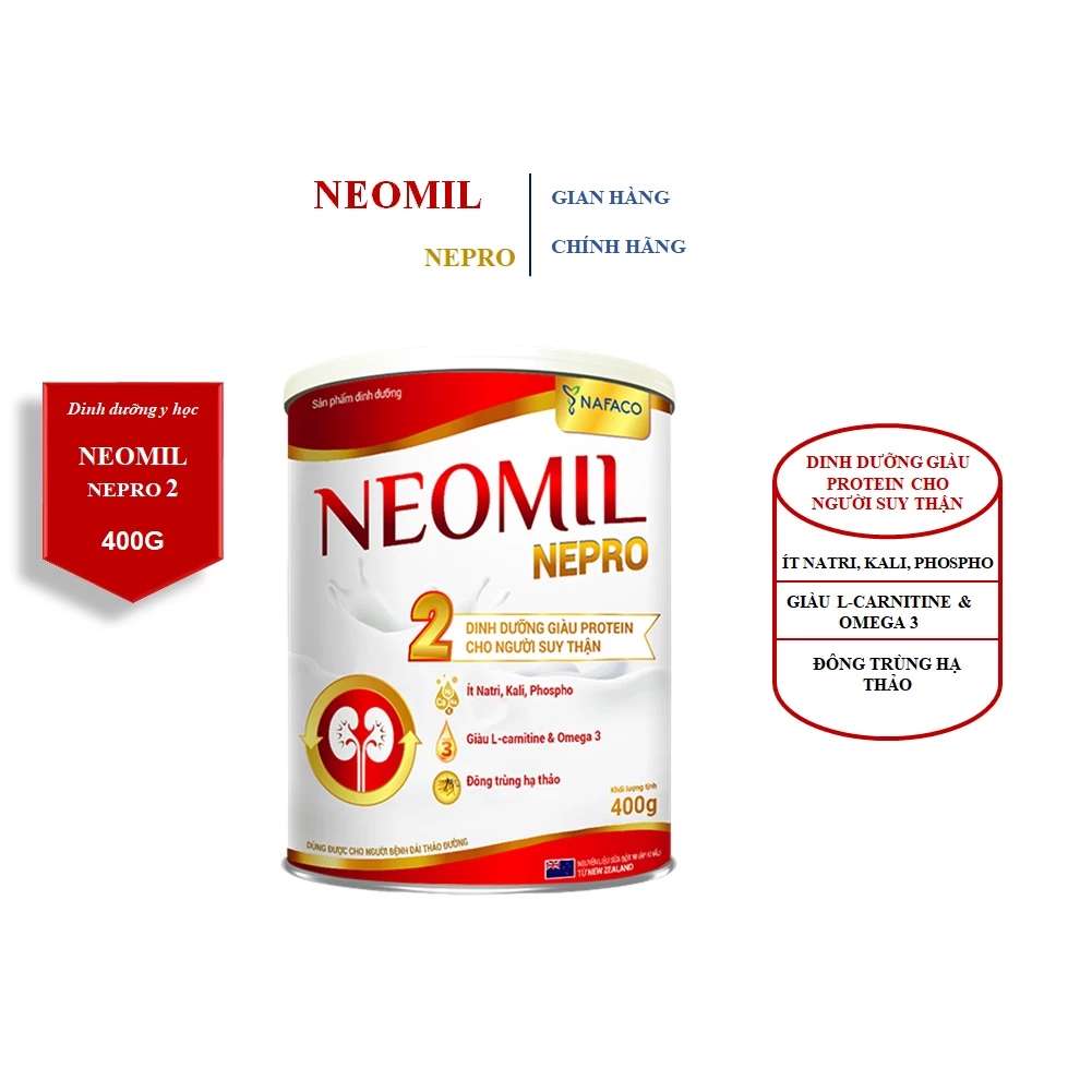 Sữa bột NEOMIL NEPRO 2 400G (DINH DƯỠNG GIÀU PROTEIN CHO NGƯỜI SUY THẬN)