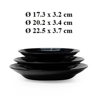 Dĩa tròn sâu lòng nhựa Melamine màu đen nhiều Size