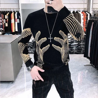 Áo sweater Cổ Tròn Dáng Ôm Phong Cách Hàn Quốc Thời Trang Thu Đông 2022 Cho Nam