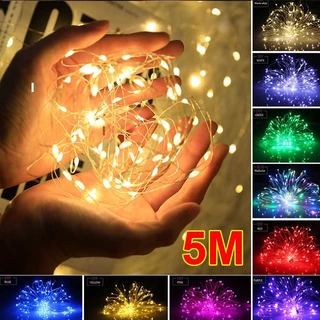 1/2/3/5m Đèn led trang trí phòng mô phỏng đom đóm kèm sẵn pin