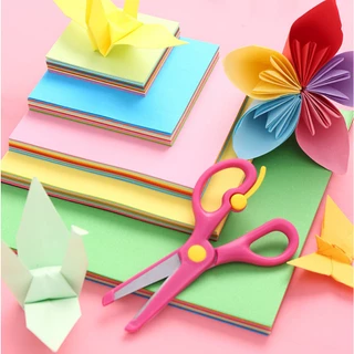 Set 100 tờ giấy gấp Origami nhiều kích thước dùng để làm thủ công, gấp hạc, gấp hoa